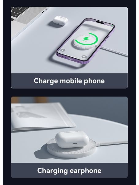 Бездротовий зарядний пристрій Essager Wind 2in1 Wireless Charger 15W White (EWXCX-CF02-Z) 608023 фото