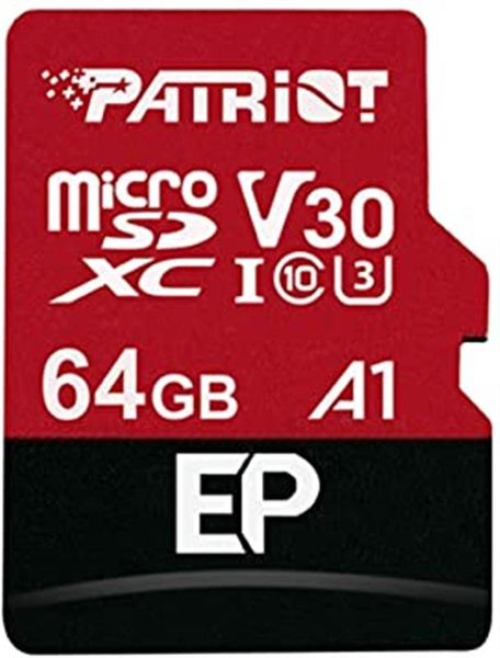 Карта пам`ятi MicroSDXC 64GB UHS-I/U3 Class 10 Patriot EP A1 R90/W80MB/s + SD-adapter (PEF64GEP31MCX) 326109 фото