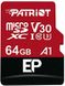 Карта пам`ятi MicroSDXC 64GB UHS-I/U3 Class 10 Patriot EP A1 R90/W80MB/s + SD-adapter (PEF64GEP31MCX) 326109 фото 1