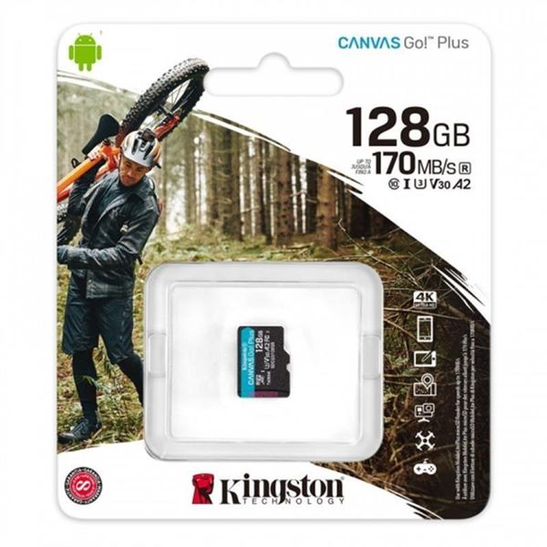 Карта пам`яті MicroSDXC 128GB UHS-I/U3 Class 10 Kingston Canvas Go! Plus R170/W90MB/s (SDCG3/128GBSP) 303985 фото