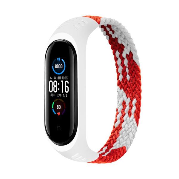 Ремінець BeCover Elastic Nylon Style для Xiaomi Mi Smart Band 5/Mi Smart Band 6 Size S Red/White (706137) 364770 фото