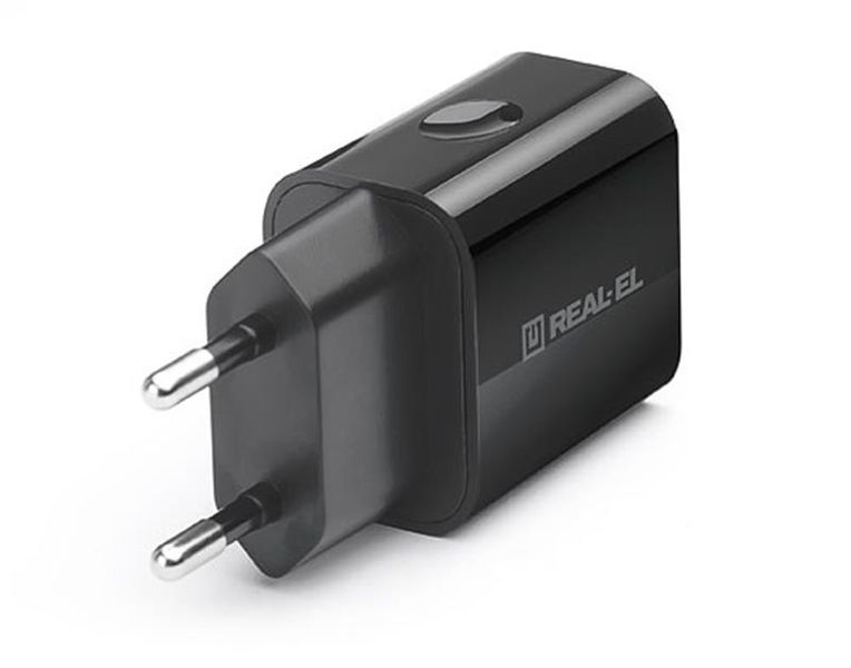 Мережевий зарядний пристрій REAL-EL CH-210 (2USB, 2.1A) Black 296268 фото