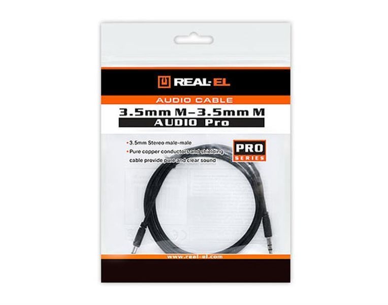 Аудіо-кабель REAL-EL Audio Pro 3.5 мм - 3.5 мм (M/M), 1 м, чорний (EL123500040) 449237 фото