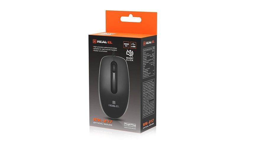 Миша REAL-EL RM-217 Black (EL123200038) 536250 фото