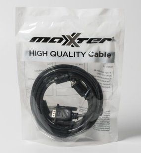 Кабель Maxxter VGA - VGA (M/M), HD15, 3+4C, з 2-ма феритами, 3 м, чорний (V-VGA-10) пакет 157564 фото