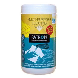 Вологі серветки Patron (F4-004) для очищення оргтехніки, туба 100 шт 480379 фото