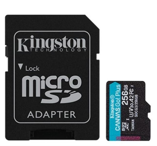 Карта пам`яти MicroSDXC 256GB UHS-I/U3 Class 10 Kingston Canvas Go! Plus R170/W90MB/s + SD-адаптер (SDCG3/256GB) 303987 фото