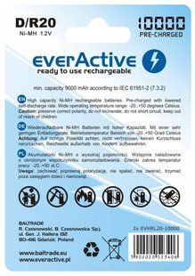 Акумулятор everActive D/HR20 10000mAh BL 2шт 257541 фото