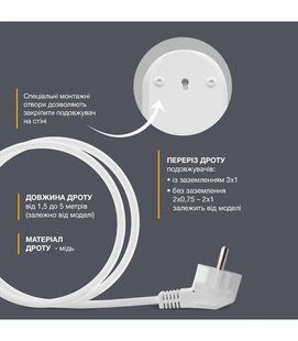 Подовжувач блоковий (PP) Electrum 5 розеток 3м із вимикачем та 2 Type-C + USB C-ES-1991 547832 фото