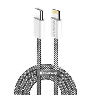 Кабель ColorWay Lightning + USB Type-C (M/M), 3.0 А, 1 м, Black (CW-CBPDCL061-BK) 525058 фото