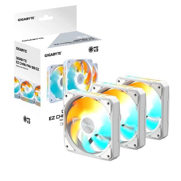 Вентилятор Gigabyte EZ Chain Fan 120 Ice 3-Pack White (GP-GBT EZFAN1203 ICE) 557164 фото