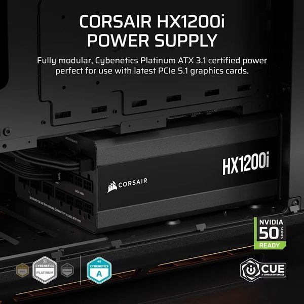 Блок живлення Corsair HX1200i PCIE5 1200W (CP-9020307-EU) 618293 фото
