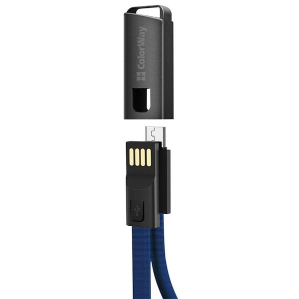 Кабель ColorWay USB - micro USB (M/M), 2.4 А, 0.22 м, Blue (CW-CBUM022-BL) 305916 фото