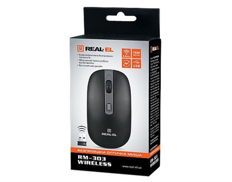 Миша бездротова REAL-EL RM-301 Wireless Black 227221 фото