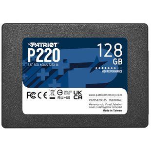 Накопичувач SSD 128GB Patriot P220 2.5" SATAIII TLC (P220S128G25) 448009 фото