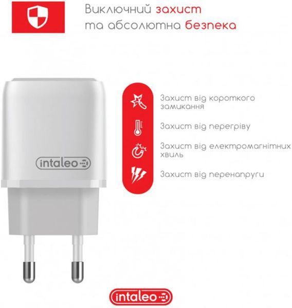 Мережевий зарядний пристрій Intaleo TCGQPD120T (1USBx3A) White (1283126509988) + кабель USB Type С 353316 фото