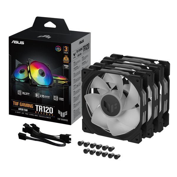 Вентилятор Asus TUF Gaming TR120 ARGB Reverse Triple Pack Black (90DA00D0-B09020) 551783 фото