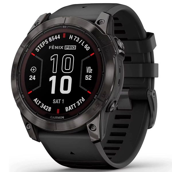 Смарт-годинник Garmin Fenix 7 Pro Sapphire Solar Carbon Gray DLC Titanium with Black Silicone (010-02777-54) 482447 фото