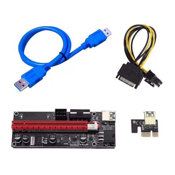 Райзер PCI-E 1x to 16x 6pin, Molex, SATA, USB 3.0, AM-AM, 0.6 м (RZRver9S) 480915 фото