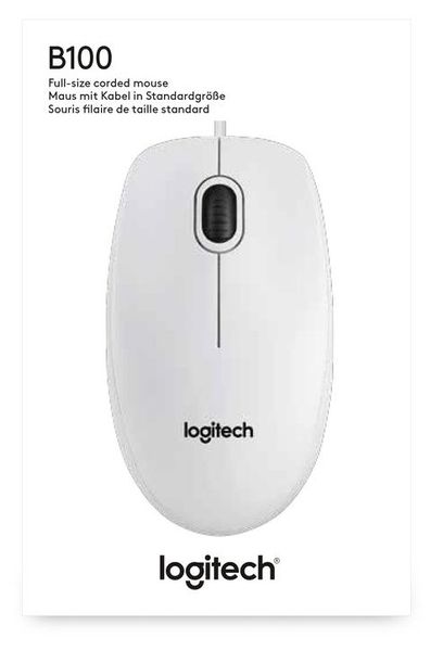 Миша Logitech B100 White (910-003360) 53775 фото