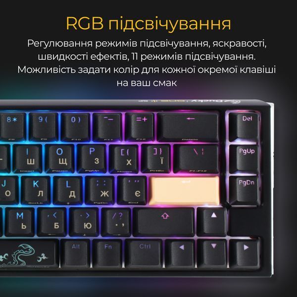 Клавіатура Ducky One 3 SF Cherry MX Red RGB UA USB Black (DKON2167ST-RUAPXCLAWSC1) 537202 фото