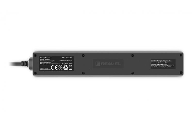 Фільтр живлення REAL-EL RS-6 Protect M 5м Black (EL122300036) 447905 фото
