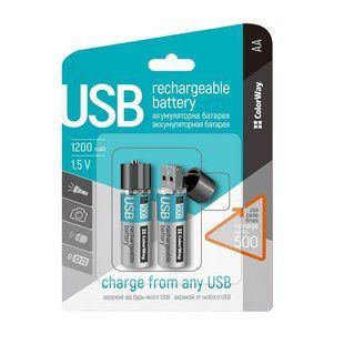 Акумулятор USB ColorWay AA/HR06 Li-Pol 1200 mAh BL 2шт 238569 фото