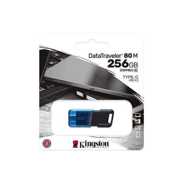 Флеш-накопичувач USB3.2 256GB Type-C Kingston DataTraveler 80 M Blue/Black (DT80M/256GB) 451826 фото