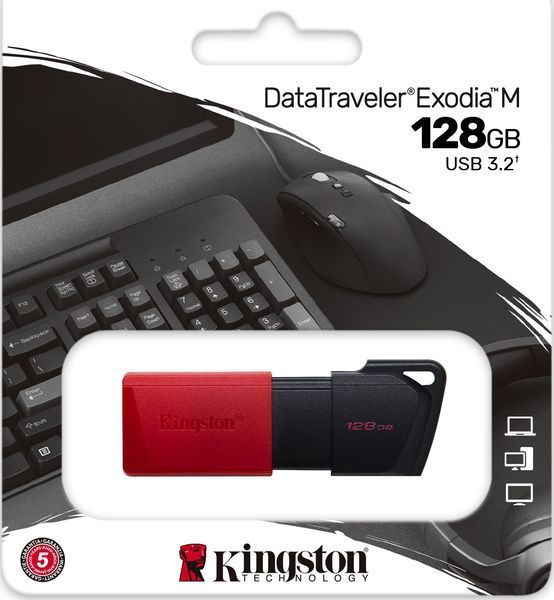 Флеш-накопичувач USB3.2 128GB Kingston DataTraveler Exodia M Black/Red (DTXM/128GB) 407058 фото