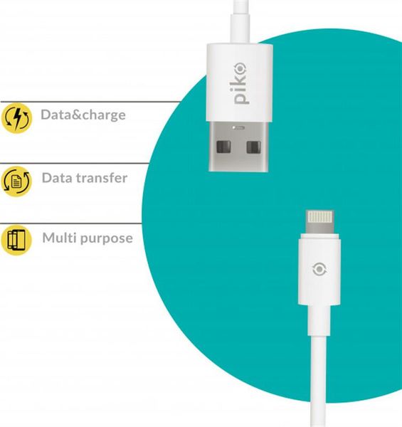 Кабель Piko CB-UL10 USB - Lightning (M/M), 0.2 м, White (1283126493836) 329896 фото