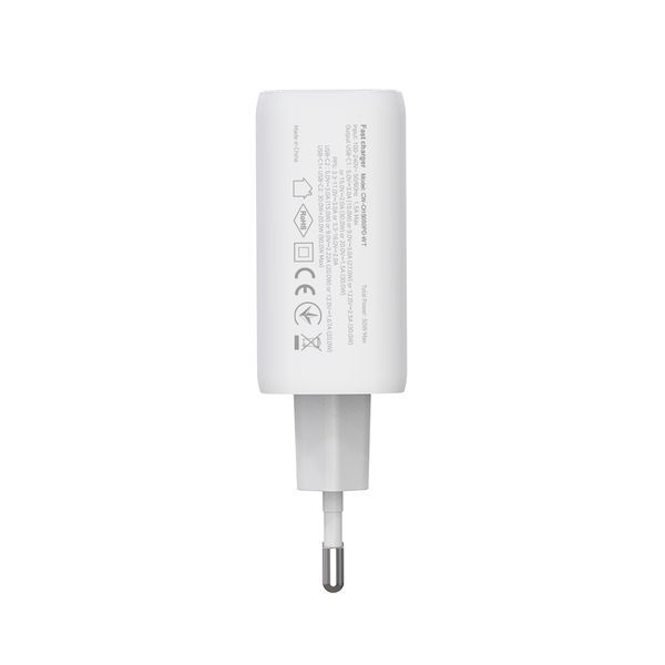 Мережевий зарядний пристрій ColorWay GaN Mini 50W PD Port PPS USB (Type-C PD 30W + Type-C PD 20W) White (CW-CHS050PD-WT) 543182 фото