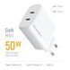 Мережевий зарядний пристрій ColorWay GaN Mini 50W PD Port PPS USB (Type-C PD 30W + Type-C PD 20W) White (CW-CHS050PD-WT) 543182 фото 6