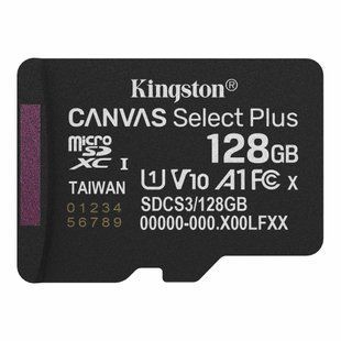 Карта пам`яті MicroSDXC 128GB UHS-I Class 10 Kingston Canvas Select Plus R150MB/s + SD-адаптер (SDCS3/128GB) 564146 фото