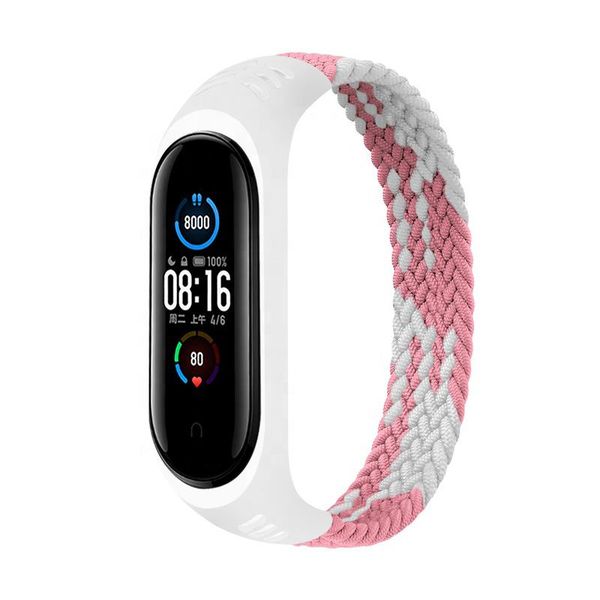 Ремінець BeCover Elastic Nylon Style для Xiaomi Mi Smart Band 5/Mi Smart Band 6 Size L Pink/White (706164) 364801 фото