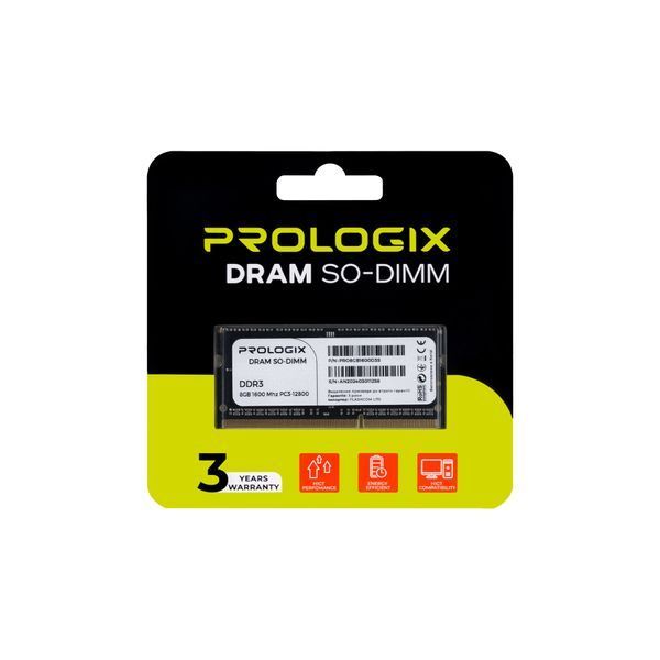Модуль пам`ятi SO-DIMM DDR3L 8GB/1600 Prologix (PRO8GB1600D3S) 492232 фото