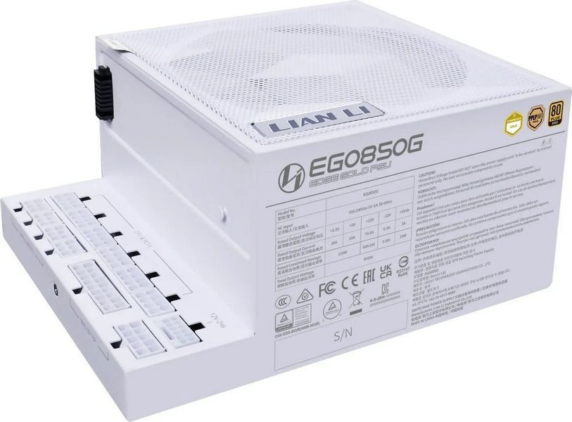 Блок живлення Lian Li EDGE850, 80 Plus Gold, White, EU Cord (G9P.EG0850G.W000.EU) 570482 фото