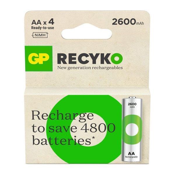 Акумулятори GP Recyko 2600 AA/HR06 NI-MH 2600 mAh BL 4 шт 508175 фото