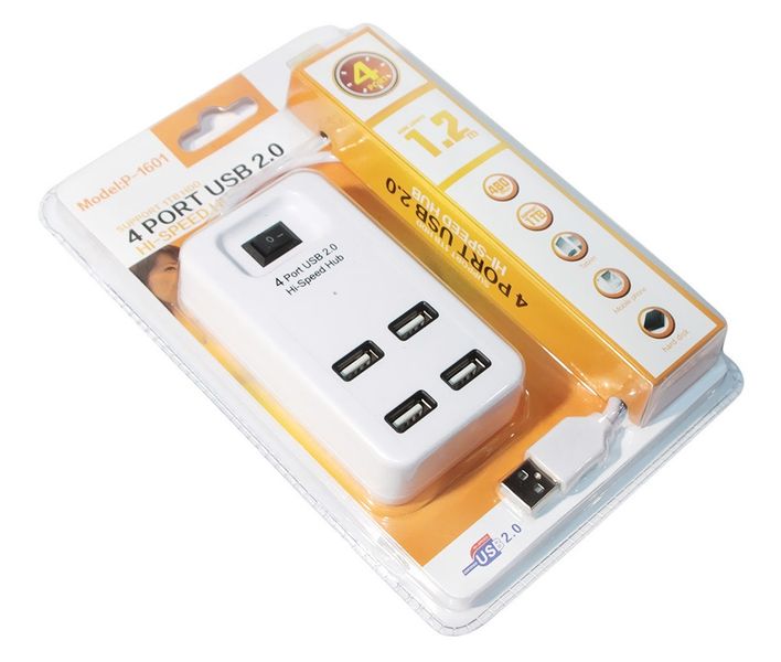 Концентратор USB 2.0 Voltronic YT-HWS4-W/08646, 4хUSB2.0, White 427190 фото