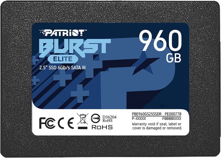 Накопичувач SSD 960GB Patriot Burst Elite 2.5" SATAIII TLC (PBE960GS25SSDR) 336787 фото