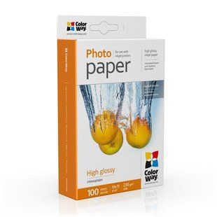 Фотопапір ColorWay глянцевий 230г/м2 10х15см 100 арк. (PG2301004R) 45775 фото