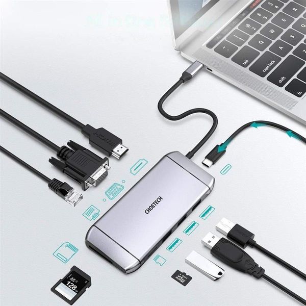 Концентратор Choetech HUB-M15 9 in 1 USB-C Multiport Adapter 464129 фото