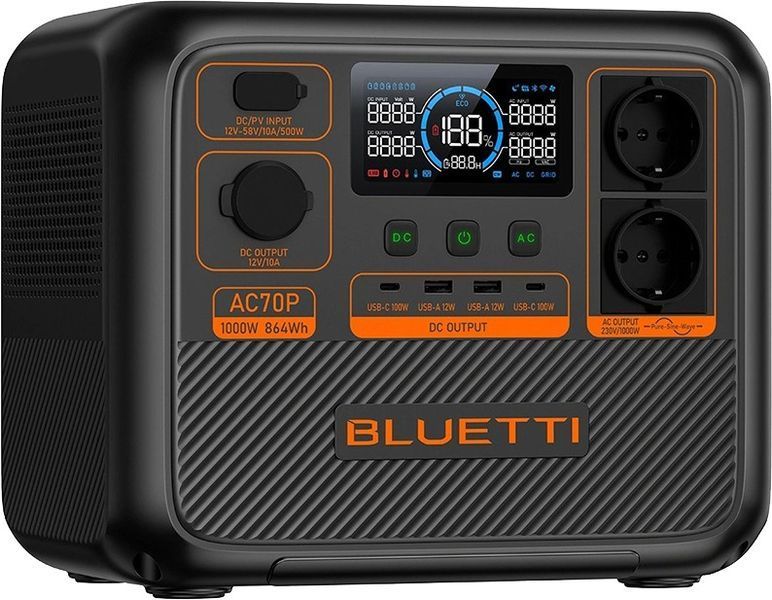 Зарядна станція Bluetti AC70P, 864Wh, 1000W, LiFePO4 515632 фото