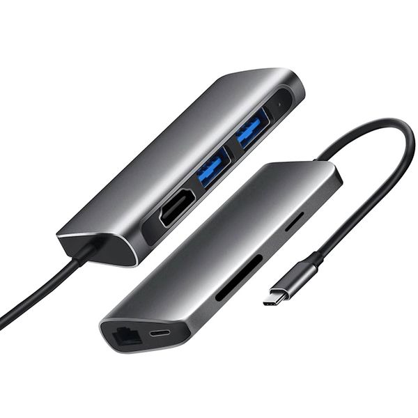 Док-станція ProLogix (PR-WUC-105B) 7 in 1 USB3.1 Type C to HDMI+2*USB3.0+PD+Lan+TF+SD 396707 фото