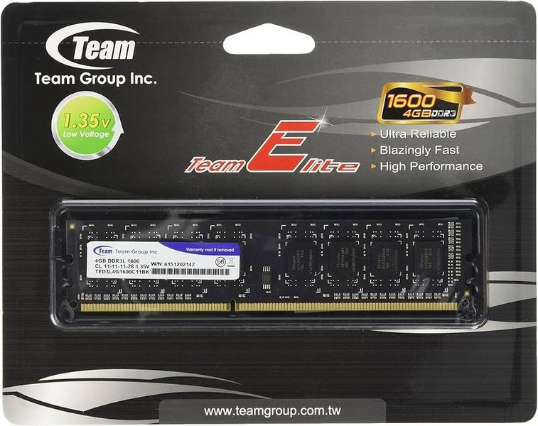 Модуль пам`ятi DDR3 4GB/1600 1,35V Team Elite (TED3L4G1600C1101) 74653 фото