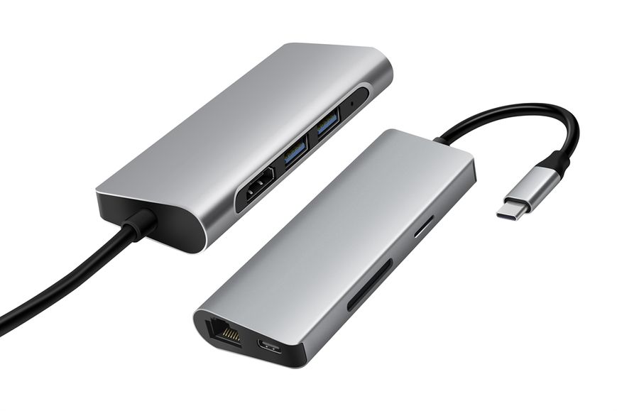 Док-станція ProLogix (PR-WUC-105B) 7 in 1 USB3.1 Type C to HDMI+2*USB3.0+PD+Lan+TF+SD 396707 фото