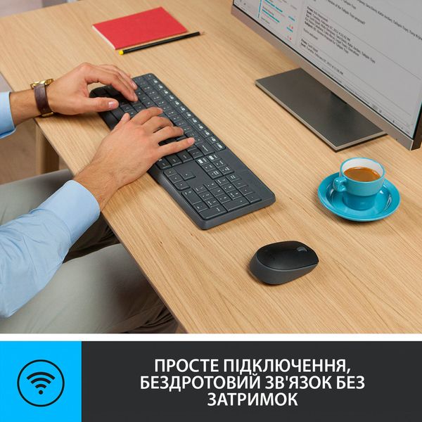 Комплект (клавіатура, мишка) бездротовий Logitech MK235 ENG/UKR Grey USB (920-007931) 433994 фото