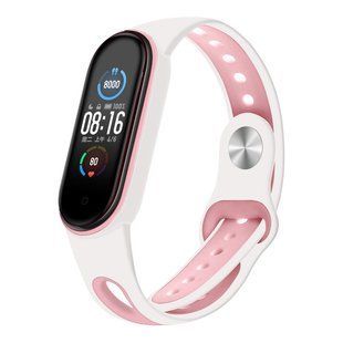 Ремінець BeCover Sport Style для Xiaomi Mi Smart Band 5/Mi Smart Band 6/Mi Smart Band 7 White-Pink (705174) 324374 фото