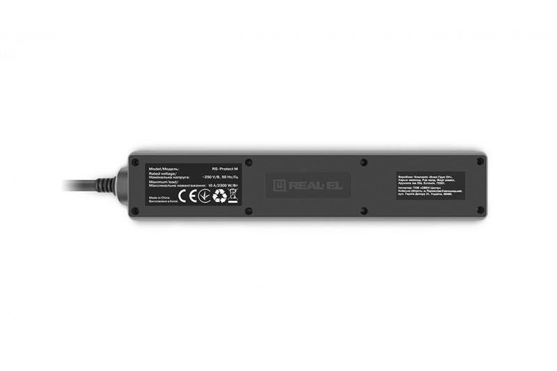 Фільтр живлення REAL-EL RS-Protect M 1.8м Black (EL122300026) 447906 фото