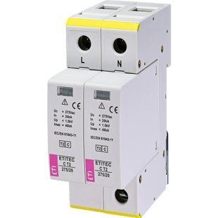 Обмежувач перенапруги ETI ETITEC C T2 275/20 (2+0) 2p (2440397) 606285 фото