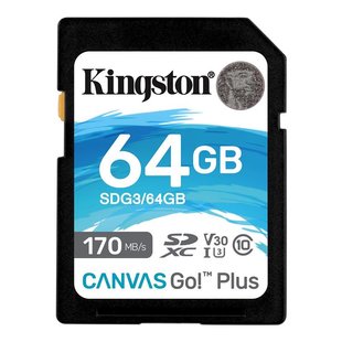 Карта пам`ятi SDXC 64GB UHS-I/U3 Class 10 Kingston Canvas Go! Plus R170/W70MB/s (SDG3/64GB) 339964 фото